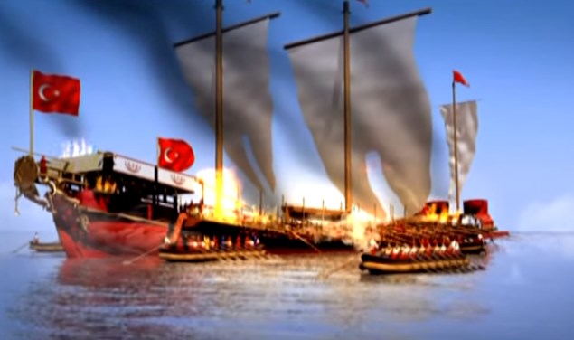 Морський бій козаків з турецькою галерою