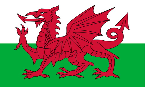 Червоний дракон на біло-зеленому тлі – прапор Валлії (Cymru)